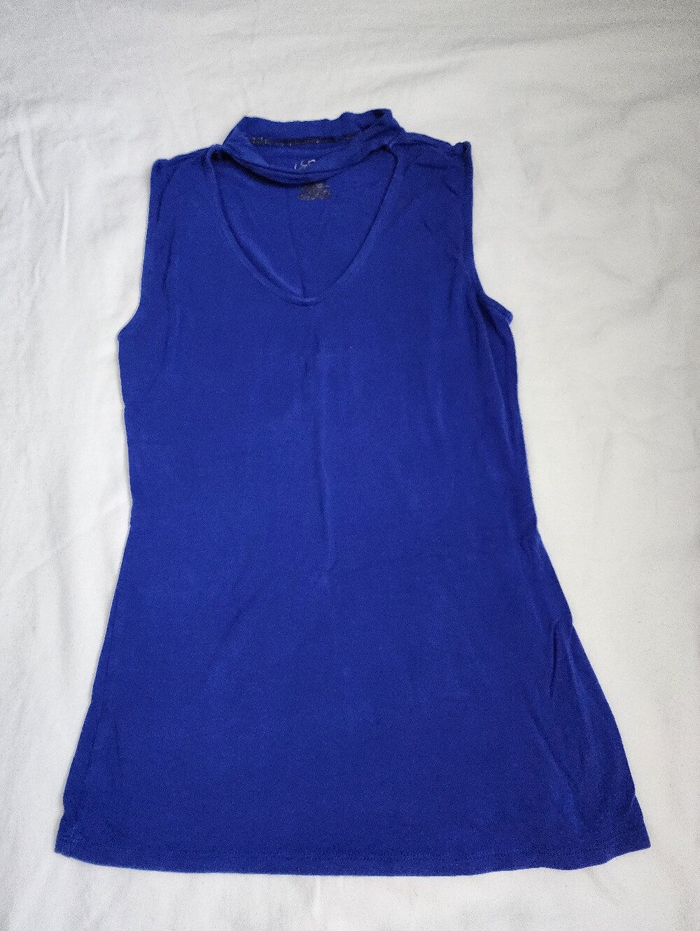 V-Neck Sleeveless Tank Top in Cobalt Blue Xs